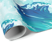 Papier Cadeau Grande vitesse des vagues de mer ou d'océan (Coin rond)