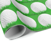 Papier Cadeau Grandes balles de golf dans l'herbe (Coin rond)