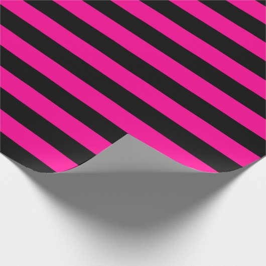 Papier Cadeau Grandes bandes de papier enveloppant rose et noir (Coin)
