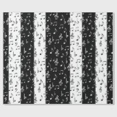Papier Cadeau Grandes bandes musicales en noir et blanc (Plat)