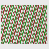 Papier Cadeau Grandes bandes rouges, blanches et vertes à thème  (Plat)