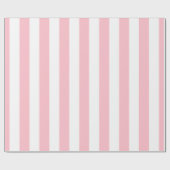Papier Cadeau Grandes bandes verticales roses et blanches (Plat)