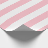 Papier Cadeau Grandes bandes verticales roses et blanches (Coin)