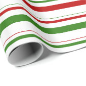 Papier Cadeau Grandes couleurs de Noël vertes, blanches et rouge (Coin rond)