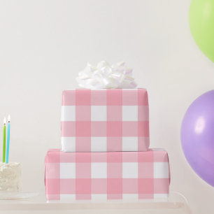 Papier Cadeau Grandes En vichy carreaux roses