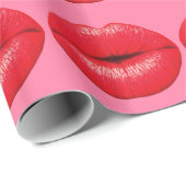 Papier Cadeau Grandes lèvres d'art de bruit de rouge à lèvres (Coin rond)