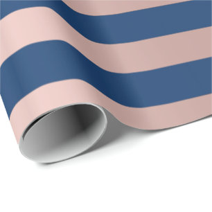 Papier Cadeau Grandes lignes Bleu Marine Rose Rose Or