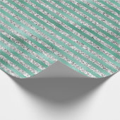 Papier Cadeau Grandes Parties scintillant en argent glam Green (Coin)