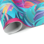 Papier Cadeau Grandes plumes colorées (Coin rond)