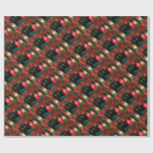 Papier Cadeau Grandes poinsettias observées Creationarts de chat (Plat)