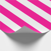 Papier Cadeau Grandes rayures roses et blanches chaudes (Coin)