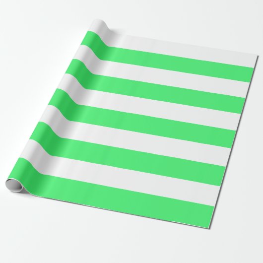 Papier Cadeau Grandes rayures vert clair et blanc (Déroulé)