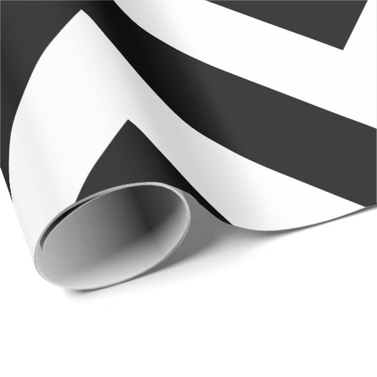 Papier Cadeau Grandes tailles Chevron noir et blanc (Coin rond)
