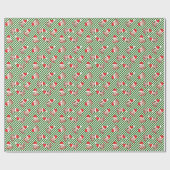 Papier Cadeau Grandes vertes et blanches Chapeaux de Père Noël E (Plat)