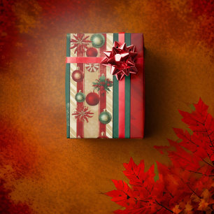 Papier Cadeau Grandes vertes modernes Red Gold