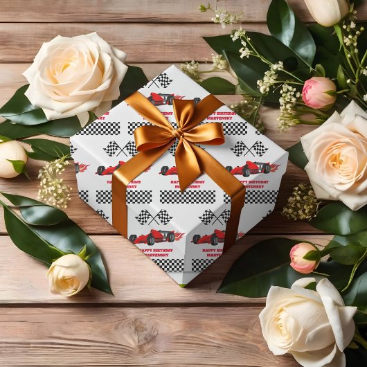 Papier Cadeau Grandir DEUX Fast Race Car Boy 2e anniversaire