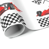 Papier Cadeau Grandir DEUX Fast Race Car Boy 2e anniversaire (Coin rond)