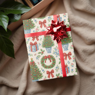Papier Cadeau Grandmillennial Holiday Classic Aquarelle Floral