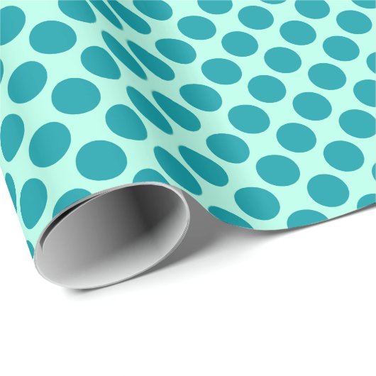 Papier Cadeau Grands points rétro - aqua et turquoise (Coin rond)