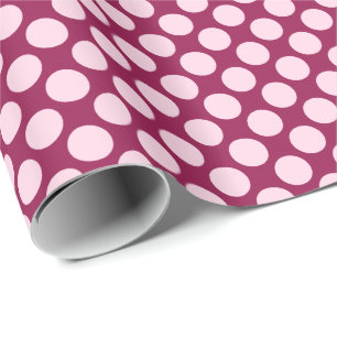 Papier Cadeau Grands points rétro - bordeaux et rose coquille