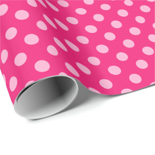 Papier Cadeau Grands points rétro, fuchsia et rose pastel