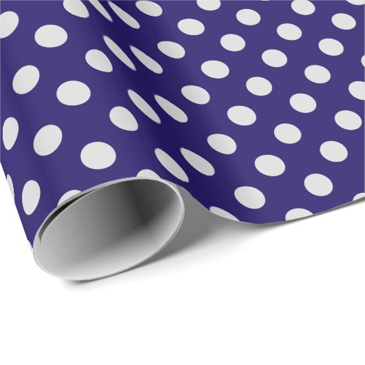Papier Cadeau Grands points rétro - gris et marine (Coin rond)