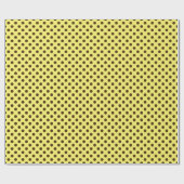 Papier Cadeau Grands points rétro - marron chocolat sur fond or (Plat)