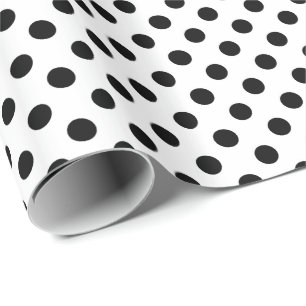Papier Cadeau Grands points rétro - noir et blanc