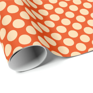 Papier Cadeau Grands points rétro - orange pâle et mandarine