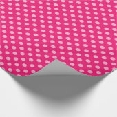 Papier Cadeau Grands points rétro - rose sur fond rose chaud (Coin)