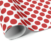Papier Cadeau Grands points rétro - rouge et blanc (Coin rond)