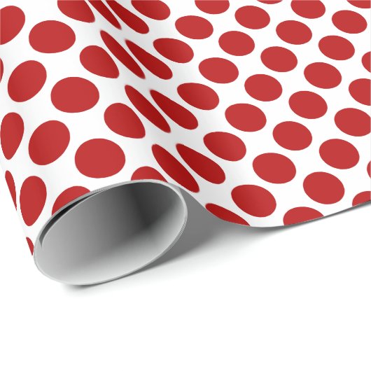 Papier Cadeau Grands points rétro - rouge et blanc (Coin rond)