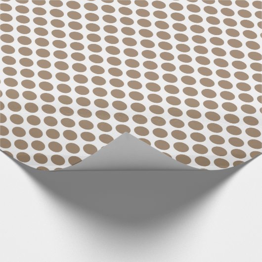Papier Cadeau Grands points rétro - taupe tan et blanc (Coin)