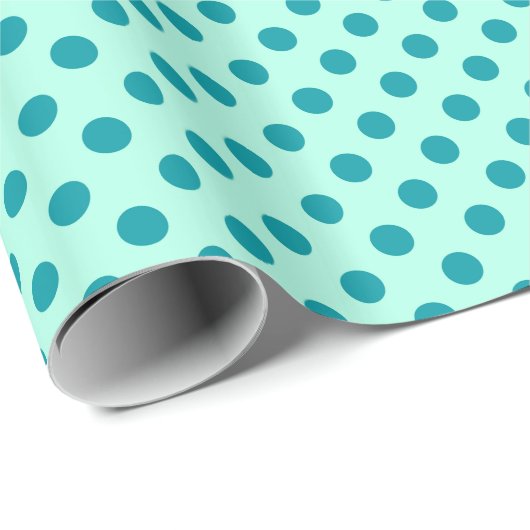 Papier Cadeau Grands points rétro - turquoise sur aqua (Coin rond)