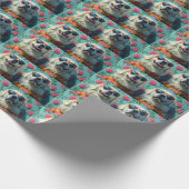 Papier Cadeau Grands Pyrénées avec coeur Roses Saint-Valentin (Coin)