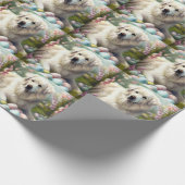 Papier Cadeau Grands Pyrénées avec œufs de Pâques (Coin)