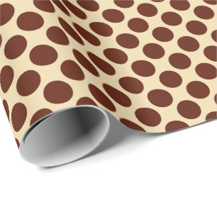 Papier Cadeau Grands rétros points - brun chocolat et bronzages