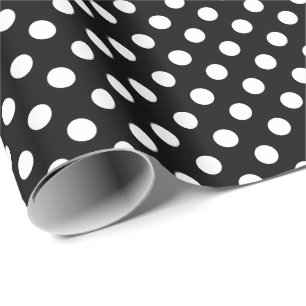 Papier Cadeau Grands rétros points - noirs et blancs