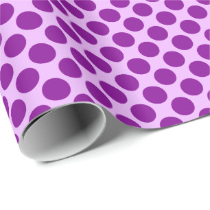 Papier Cadeau Grands rétros points - pourpre et orchidée