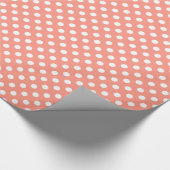 Papier Cadeau Grands rétros points - rose de corail et blanc (Coin)