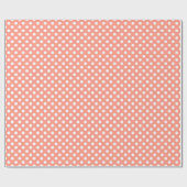 Papier Cadeau Grands rétros points - rose de corail et blanc (Plat)