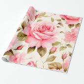 Papier Cadeau Grands Roses Pour L'Artisanat Amusant (Déroulé)