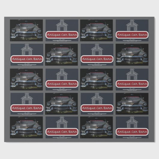 Papier Cadeau Grange de voiture ancienne  (Plat)