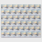 Papier Cadeau Grange Rouge Noël Dans Le Pays Neige (Plat)