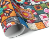 Papier Cadeau Granny Carré Crochet Motif couverture Imprimer (Coin rond)