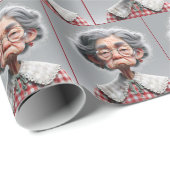 Papier Cadeau Granny Grumée Avec Robe En vichy (Coin rond)