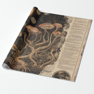 Papier Cadeau Graphique botanique de champignon vintage (7)