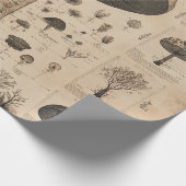 Papier Cadeau Graphique botanique de champignons vintage (10) (Coin)
