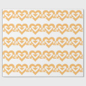 Papier Cadeau Graphique d'amour cool, orange (Plat)