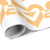 Papier Cadeau Graphique d'amour cool, orange (Coin rond)